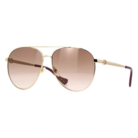 NEW GUCCI AVIATOR SUNGLASSES GUCCI GG1088S 002 GOLD BROWN EYEWEAR - Picture 1 of 3
